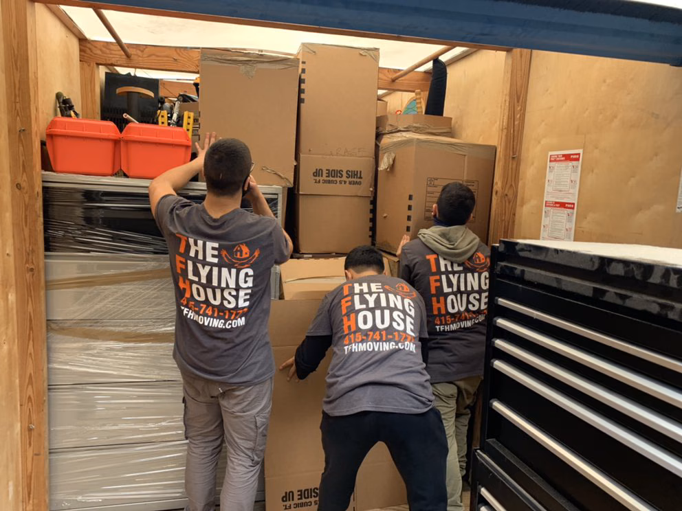 The Flying House crew on a move